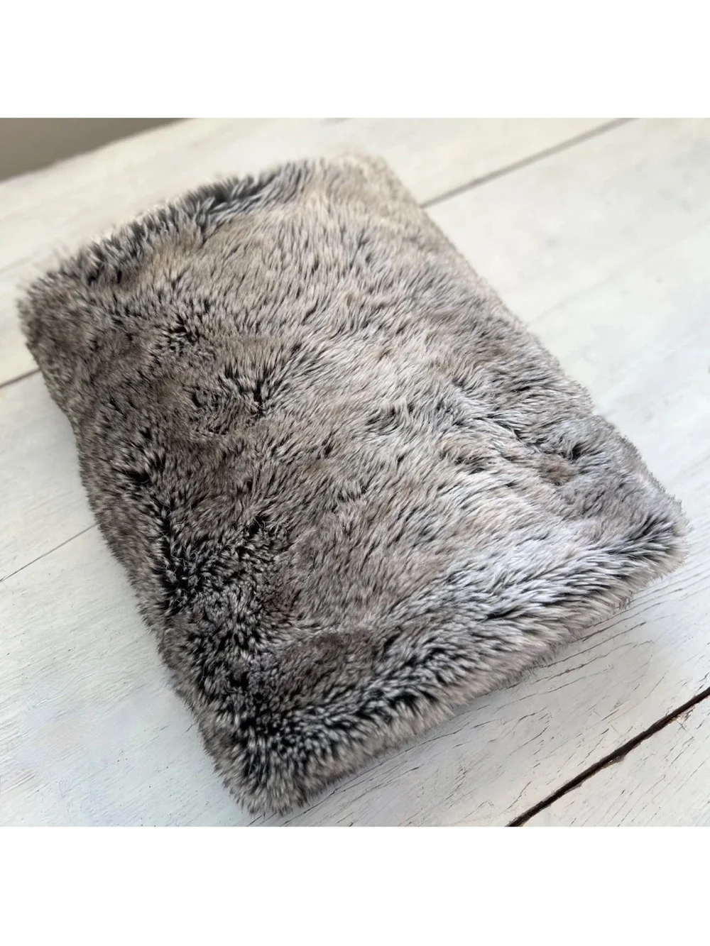 1 Pottery Barn Faux FUR warm gray brown OMBRÉ pillow COVER EURO 26 x 26